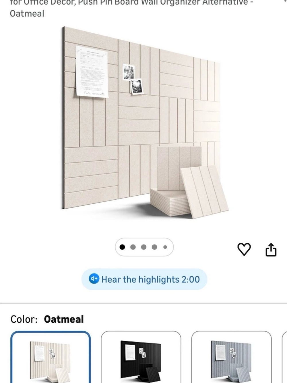 Oatmeal felt bulletin board tiles for wall NEW